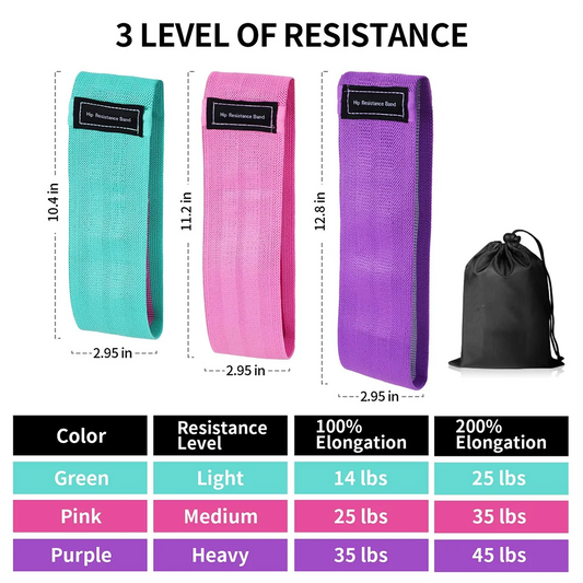 Bandas Elásticas de Resistencia para Glúteos y Piernas (3 Niveles)