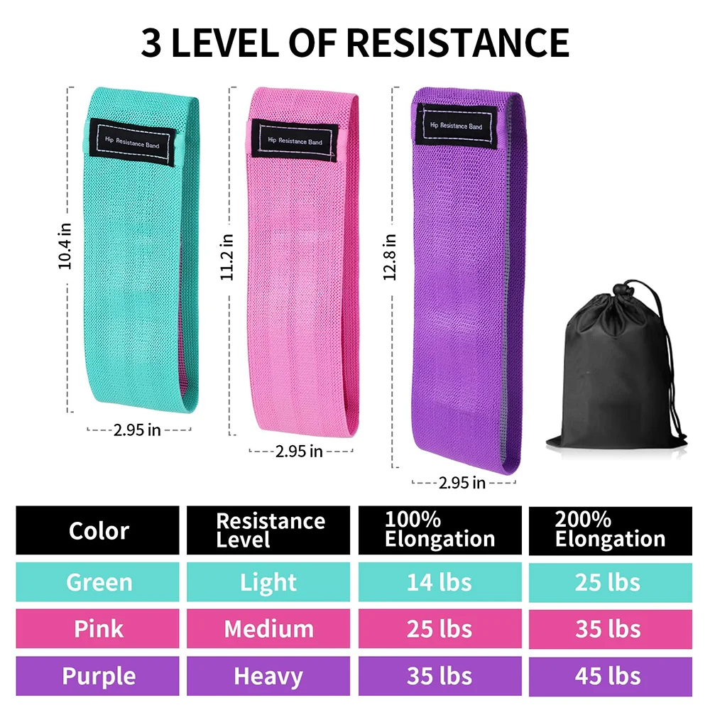 Bandas Elásticas de Resistencia para Glúteos y Piernas (3 Niveles)