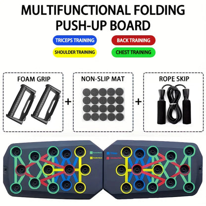 Tabla de Flexiones Multifuncional 14 en 1 con bandas elasticas