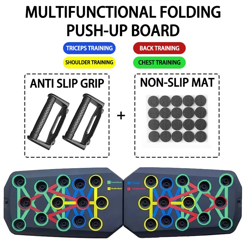 Tabla de Flexiones Multifuncional 14 en 1 con bandas elasticas