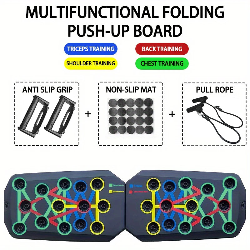 Tabla de Flexiones Multifuncional 14 en 1 con bandas elasticas